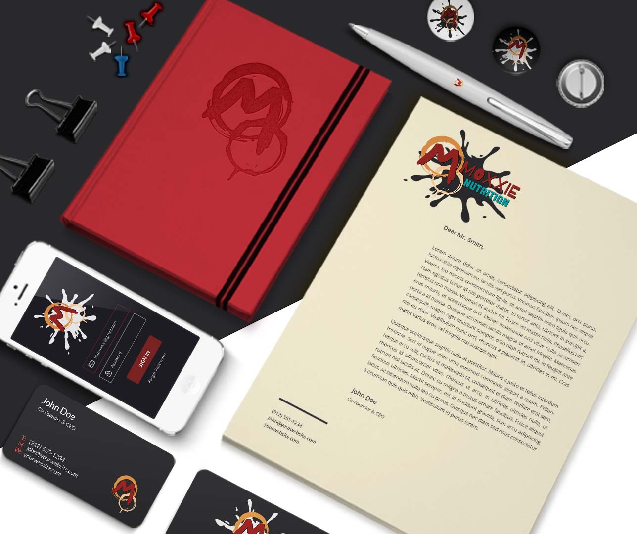 Moxxie Logo Stationary Mockups